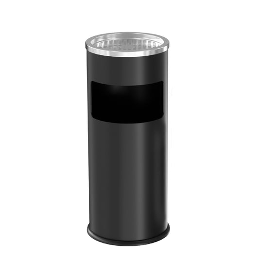 3 Gallon Black Stainless Steel Trash Can with Ashtray