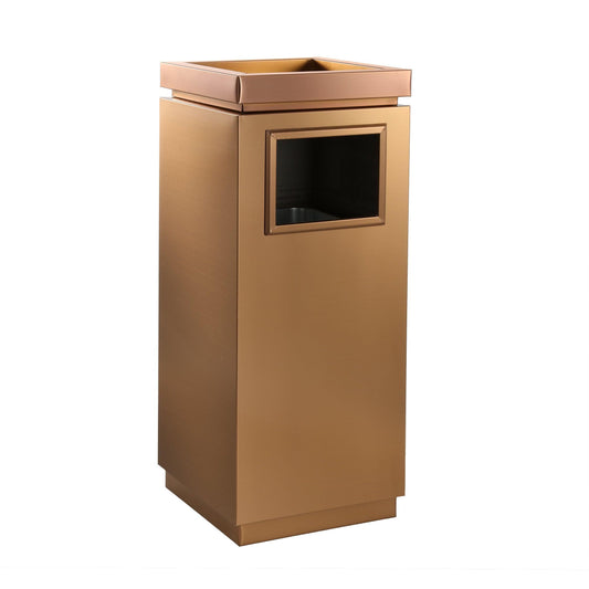 Beamnova 15 Gallon Rose Gold Stainless Steel Trash Can with Ashtray for Elevator Escalator Entrance - Beamnovaus.com