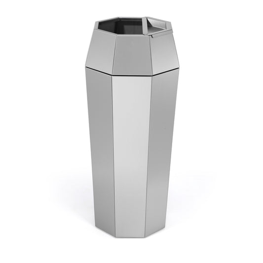 6.5 Gallon Metallic Silver Diamond Style Stainless Steel Trash Can with Ashtray