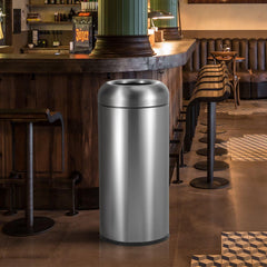 Beamnova 90L/24 Gallon Gunmetal Gray Metallic Round Stainless Steel Trash Can Open Top for Restaurant Bar Counter - Beamnovaus.com