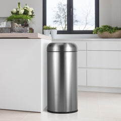 Beamnova 90L/24 Gallon Gunmetal Gray Metallic Round Stainless Steel Kitchen Trash Can Open Top - Beamnovaus.com