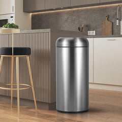 Beamnova 90L/24 Gallon Gunmetal Gray Metallic Round Stainless Steel Kitchen Trash Can Open Top - Beamnovaus.com