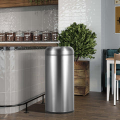 Beamnova 90L/24 Gallon Gunmetal Gray Metallic Round Stainless Steel Trash Can Open Top for Restaurant Bar Counter - Beamnovaus.com