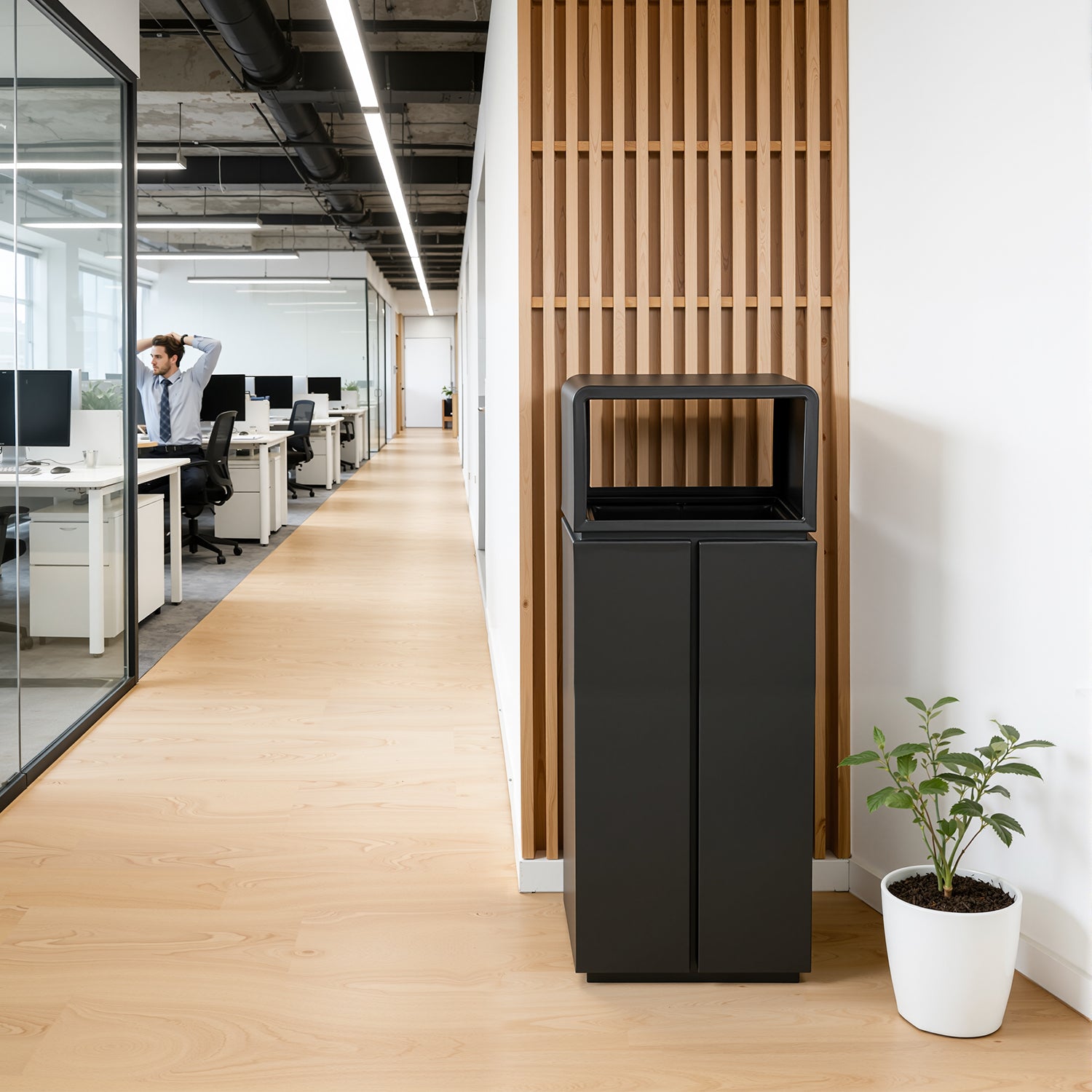 Beamnova® US 10 Gallon Indoor Office Trash Can Near Elevators - Beamnovaus.com