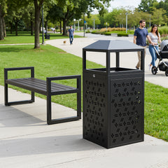 BEAMNOVA US Commercial Trash Can - Commercial Metal Trash Can for Parks - Beamnovaus.com