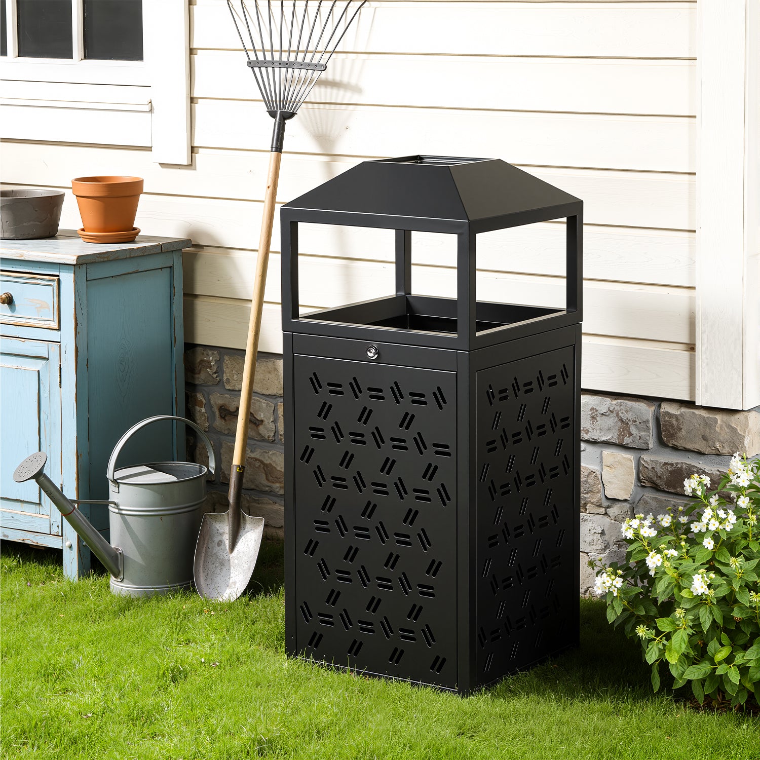 BEAMNOVA US Commercial Trash Can - Lockable Outdoor Commercial Waste Bin - Beamnovaus.com