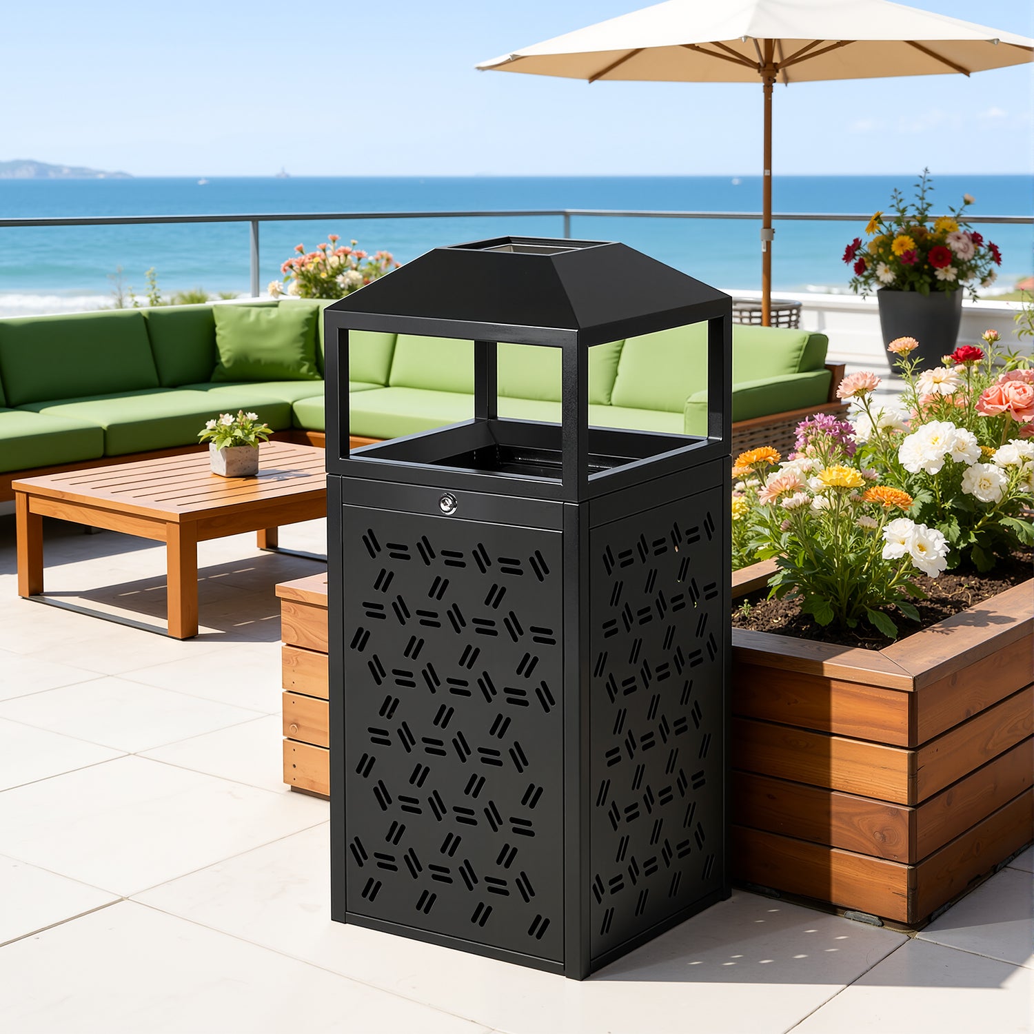 BEAMNOVA US Commercial Trash Can - Outdoor Commercial Garbage Can for Tourist Areas - Beamnovaus.com