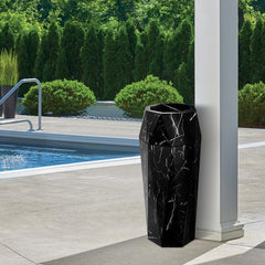 Beamnova 13 Gallon Black Marbling Diamond Style Stainless Steel Trash Can with Ashtray for Couryard Corridor - Beamnovaus.com