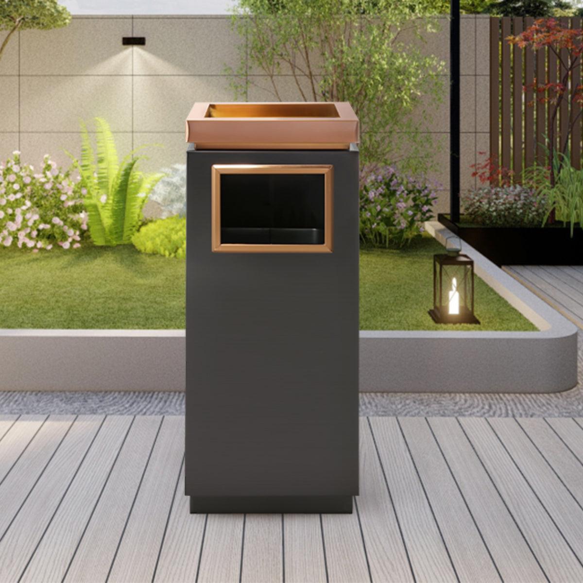 Beamnova 15 Gallon Black with Gold Frame Stainless Steel Trash Can for Couryard Corridor - Beamnovaus.com