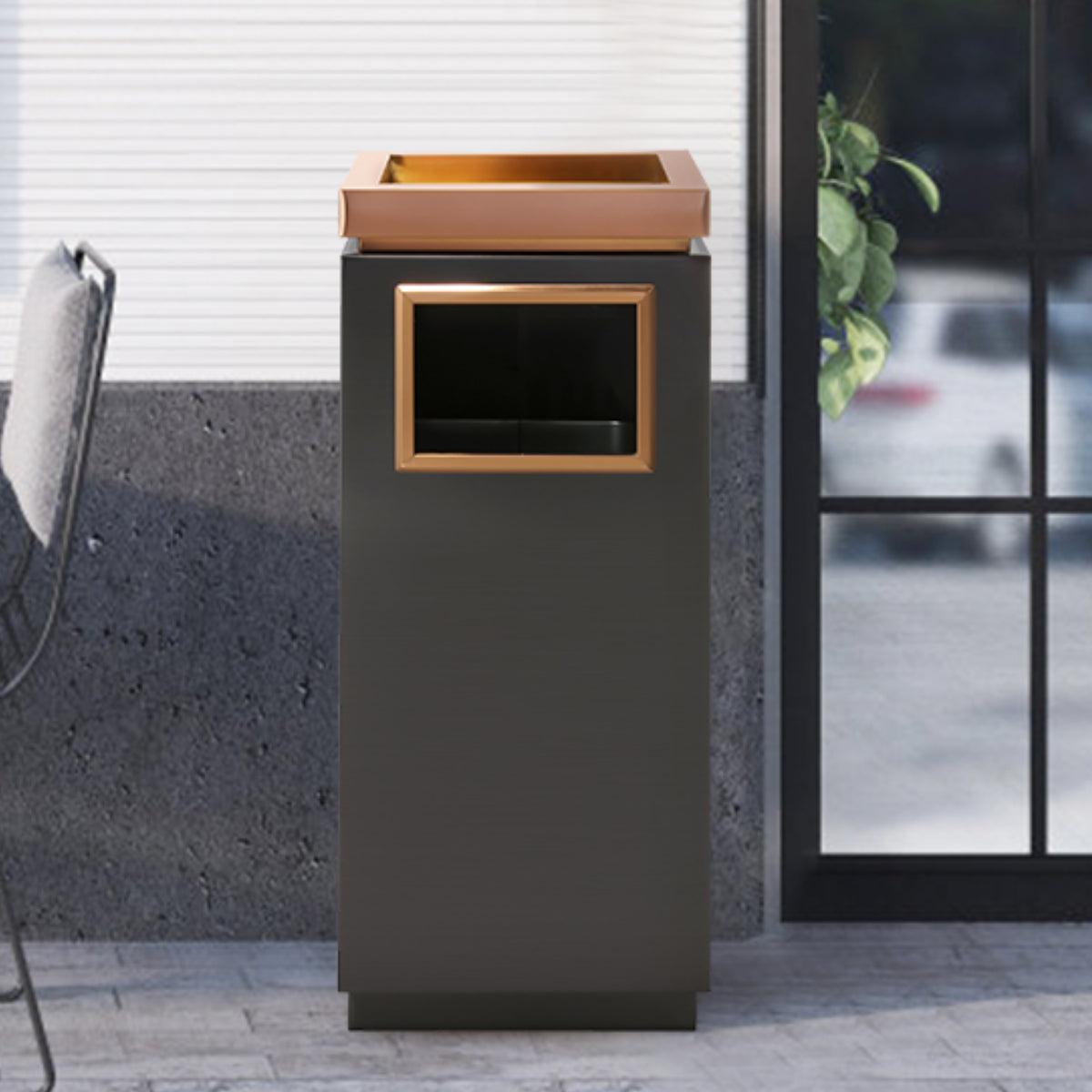 Beamnova 15 Gallon Black with Gold Frame Stainless Steel Trash Can for Couryard Corridor - Beamnovaus.com