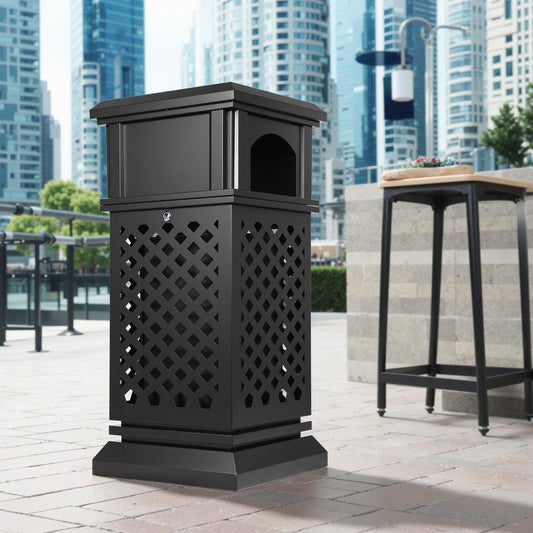 Beamnova 38 Gallon Heavy Duty Outdoor Trash Can with Locking Lid for Plaza Pedestrian Mall - Beamnovaus.com
