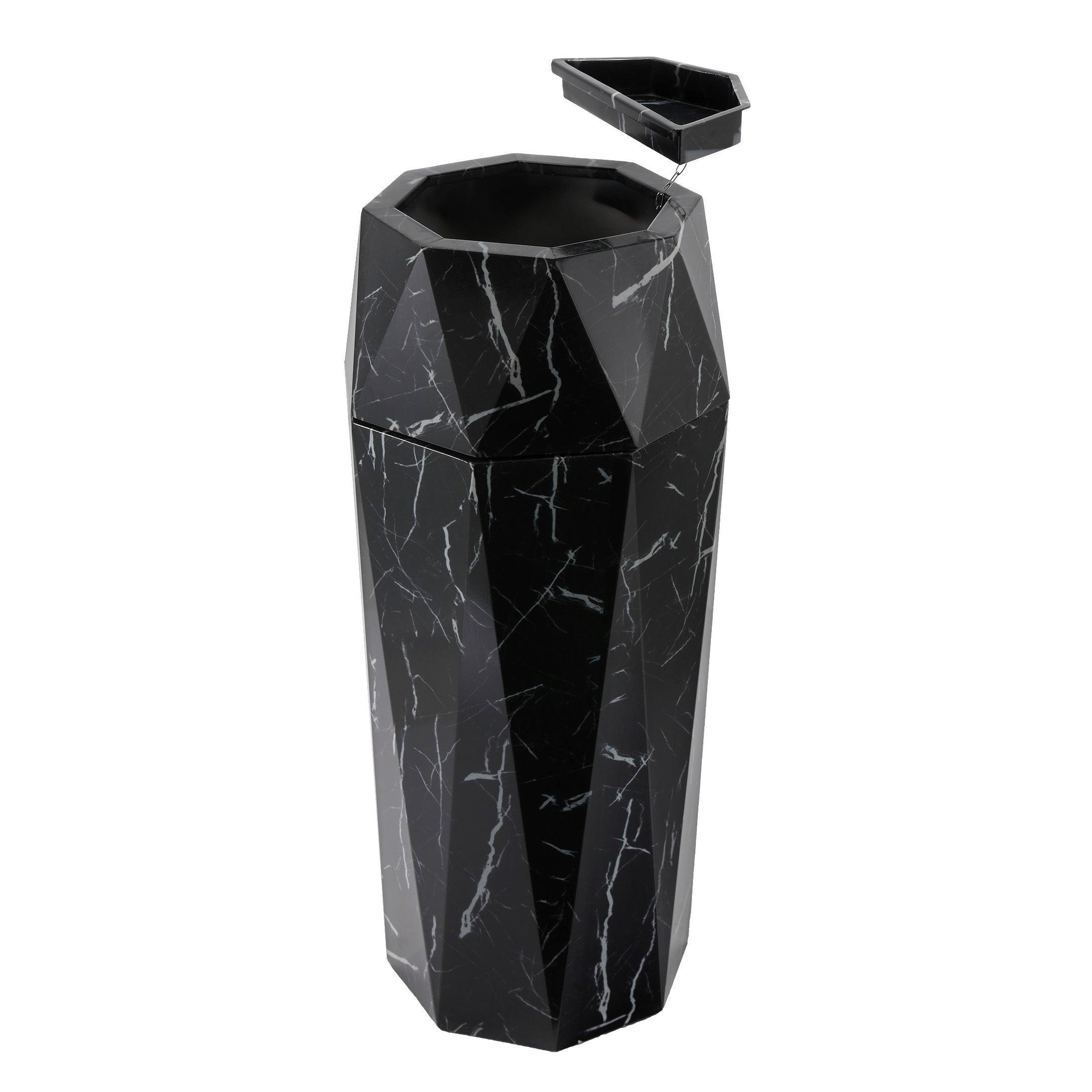 Beamnova 13 Gallon Black Marbling Diamond Style Stainless Steel Trash Can for Restaurant Bar Counter - Beamnovaus.com