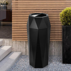 Beamnova 13 Gallon Black Diamond Style Stainless Steel Trash Can with Ashtray for Couryard Corridor - Beamnovaus.com