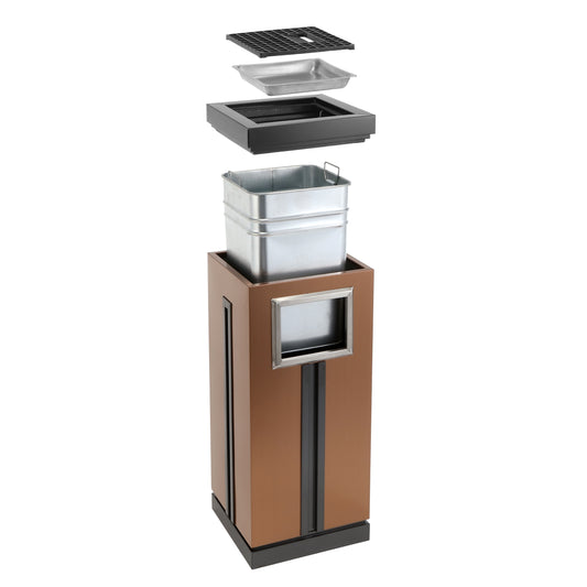 15 Gallon Stainless Steel Trash Can with Ashtray for Office Bronze Gold with Black Accents