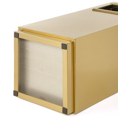 17 Gallon Gold Rectangular Stainless Steel Trash Can with Ashtray for Office and Workspaces
