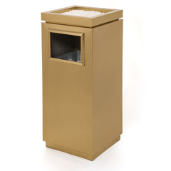 17 Gallon Gold Rectangular Stainless Steel Trash Can with Ashtray for Office and Workspaces