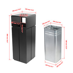 10 Gallon Black Modern Minimalist Style Commercial Trash Can with Ashtray