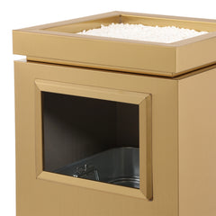 17 Gallon Gold Rectangular Stainless Steel Trash Can with Ashtray for Office and Workspaces