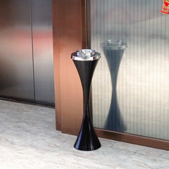 Black Stainless Steel Floor Standing Ashtray Receptacle with Lid for Office - Beamnovaus.com
