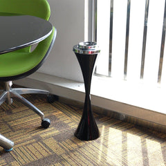 Black Stainless Steel Floor Standing Ashtray Receptacle with Lid for Office - Beamnovaus.com