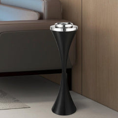 Black Stainless Steel Floor Standing Ashtray Receptacle with Lid for Office - Beamnovaus.com