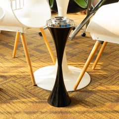Black Stainless Steel Floor Standing Ashtray Receptacle with Lid for Office - Beamnovaus.com