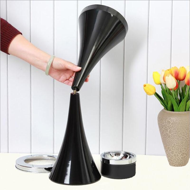Black Stainless Steel Floor Standing Ashtray Receptacle with Lid for Office - Beamnovaus.com