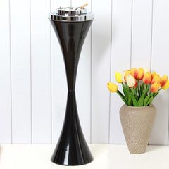 Black Stainless Steel Floor Standing Ashtray Receptacle with Lid for Office - Beamnovaus.com