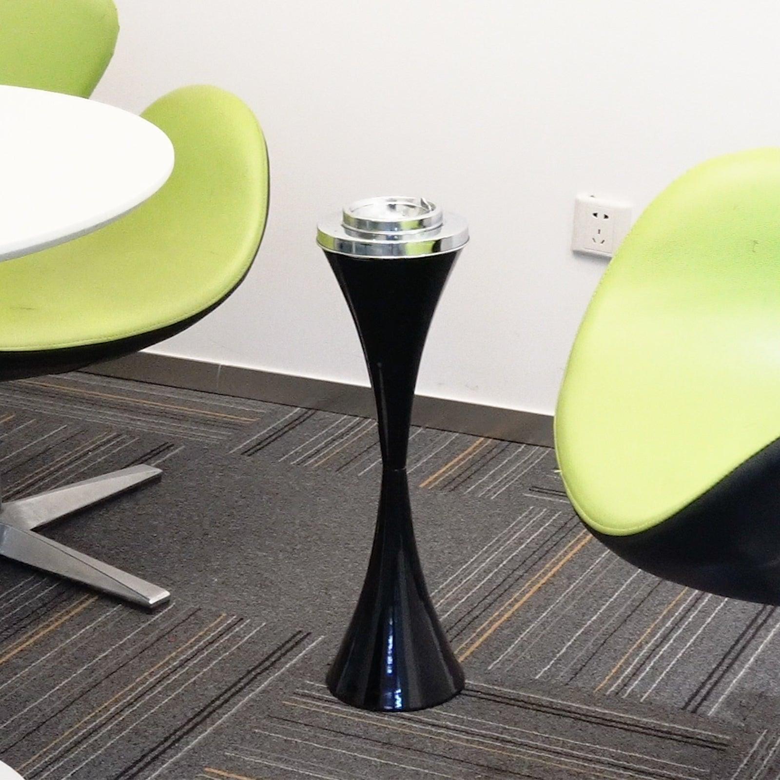 Black Stainless Steel Floor Standing Ashtray Receptacle with Lid for Office - Beamnovaus.com