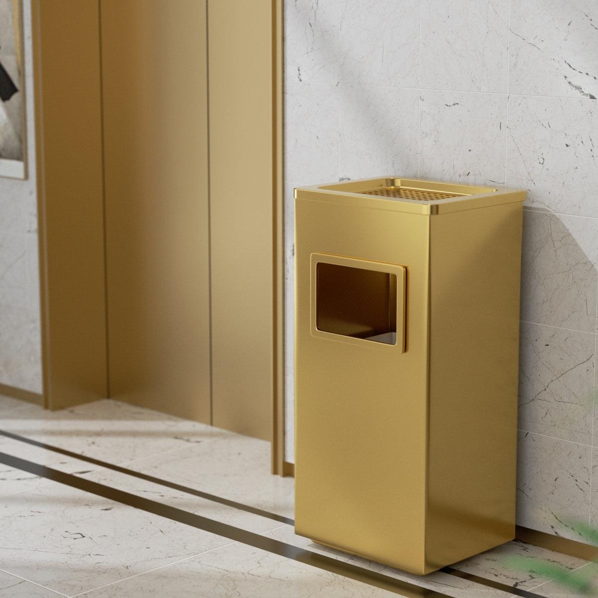 Beamnova 13 Gallon Gold Stainless Steel Trash Can with Ashtray for Elevator Escalator Entrance - Beamnovaus.com