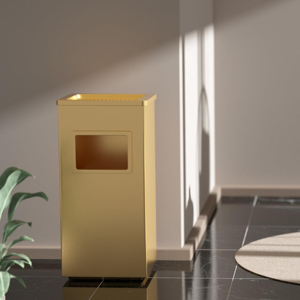 Beamnova Gold Trash Can Rectangular Stainless Steel Commercial Waste Container with Lid and Removable Inner Bucket - Beamnovaus.com