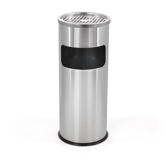 Beamnova 30L/8 Gallon Silver Stainless Steel Trash Can with Ashtray for Couryard Corridor - Beamnovaus.com