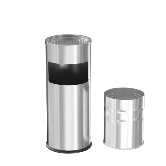 3 Gallon Silver Stainless Steel Trash Can with Ashtray