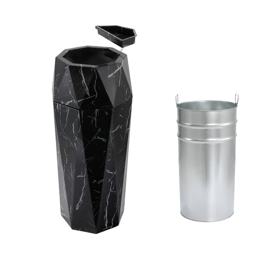 7 Gllon Black Marbling Diamond Style Stainless Steel Trash Can