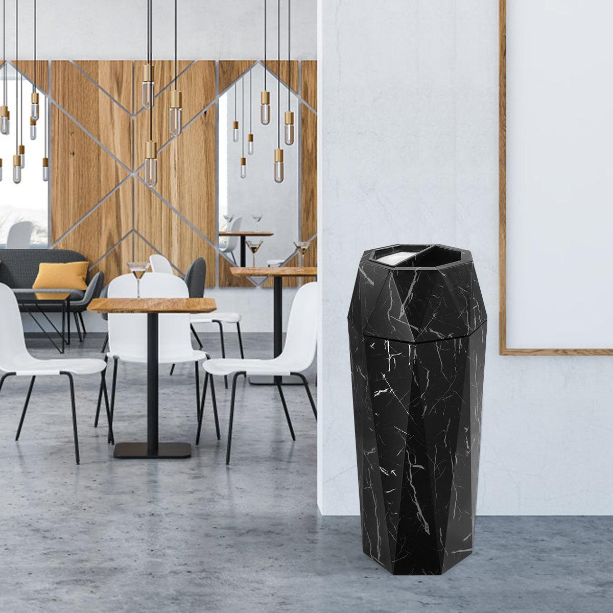 Beamnova 13 Gallon Black Marbling Diamond Style Stainless Steel Trash Can for Restaurant Bar Counter - Beamnovaus.com