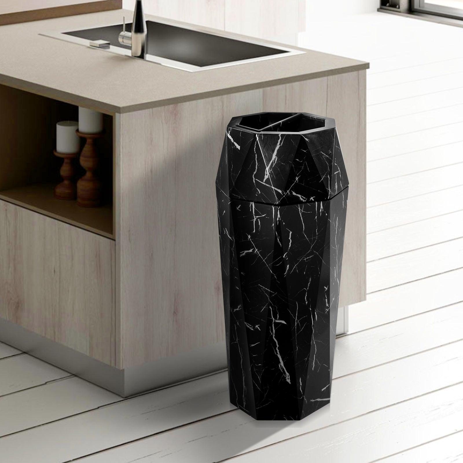 Beamnova 13 Gallon Black Marbling Diamond Style Stainless Steel Trash Can for Restaurant Bar Counter - Beamnovaus.com