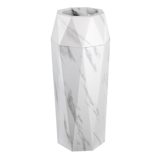 7 Gallon White Marbling Diamond Style Stainless Steel Trash Can with Ashtray