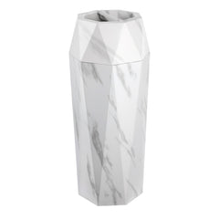 7 Gallon White Marbling Diamond Style Stainless Steel Trash Can with Ashtray
