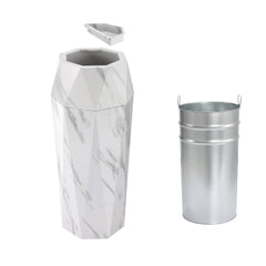 7 Gallon White Marbling Diamond Style Stainless Steel Trash Can with Ashtray