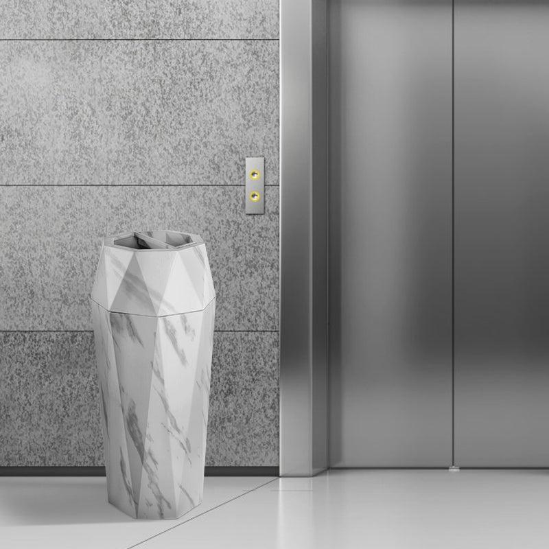 Beamnova 13 Gallon White Marbling Diamond Style Stainless Steel Trash Can with Ashtray for Elevator Escalator Entrance - Beamnovaus.com
