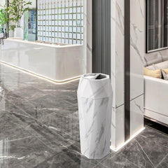 Beamnova 13 Gallon White Marbling Diamond Style Stainless Steel Trash Can with Ashtray for Hotel Lobby - Beamnovaus.com