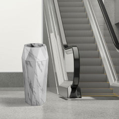 Beamnova 13 Gallon White Marbling Diamond Style Stainless Steel Trash Can with Ashtray for Elevator Escalator Entrance - Beamnovaus.com