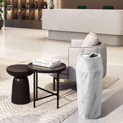 Beamnova 13 Gallon White Marbling Diamond Style Stainless Steel Trash Can with Ashtray for Hotel Lobby - Beamnovaus.com