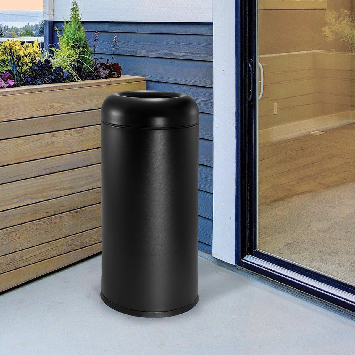 Beamnova 24 Gallon Frosted Black Stainless Steel Trash Can Open Top for Restaurant Bar Counter - Beamnovaus.com