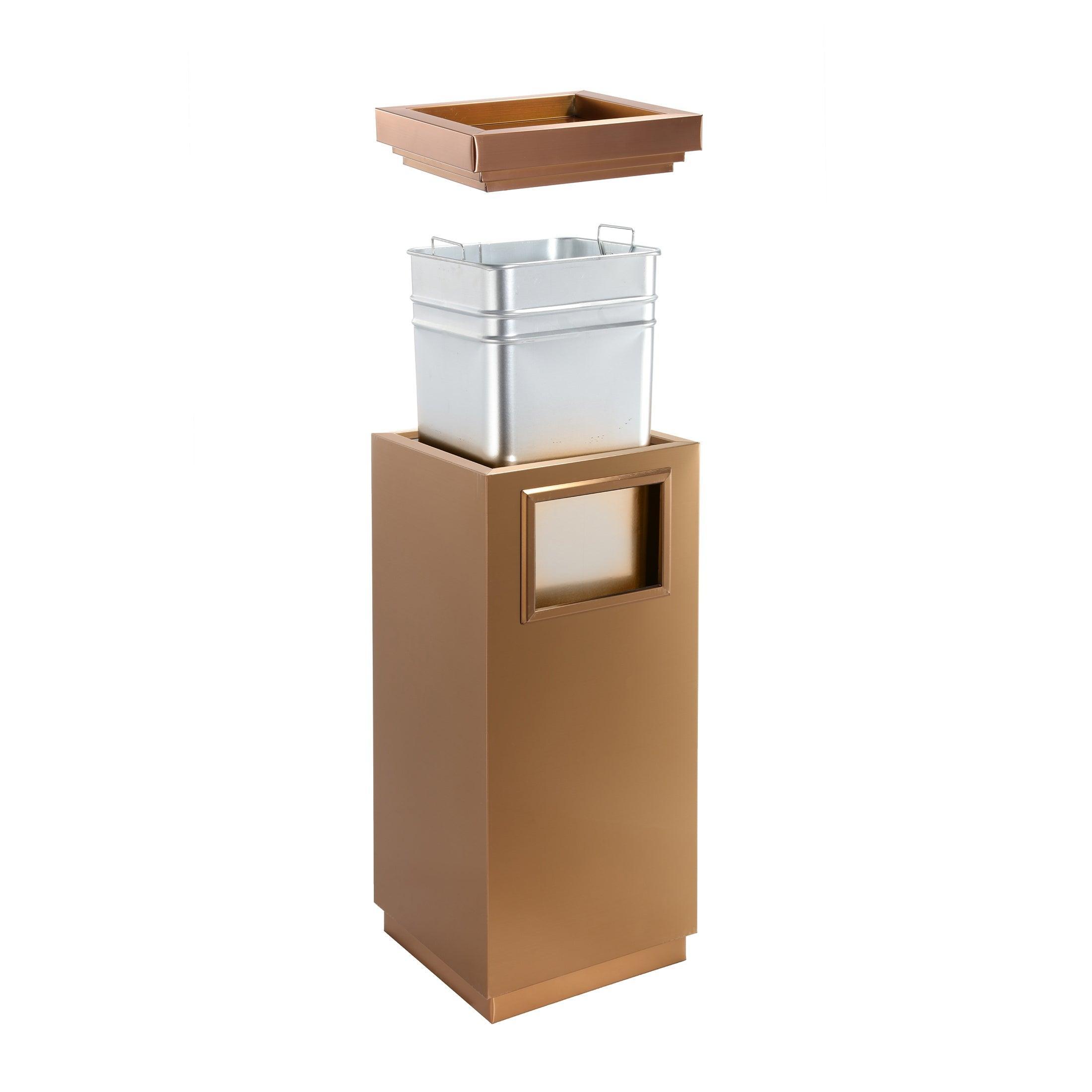 Beamnova 15 Gallon Rose Gold Stainless Steel Trash Can with Ashtray for Elevator Escalator Entrance - Beamnovaus.com