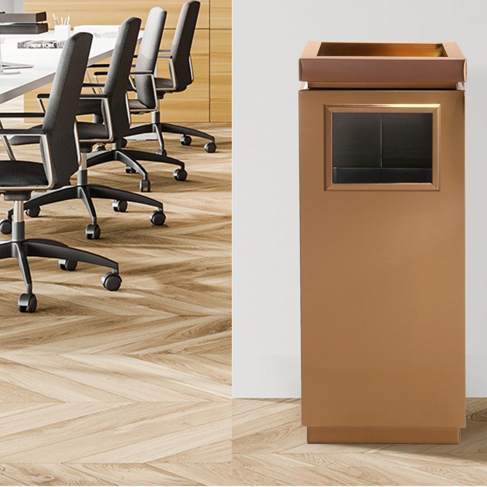 Beamnova 15 Gallon Rose Gold Stainless Steel Office Trash Can with Ashtray - Beamnovaus.com