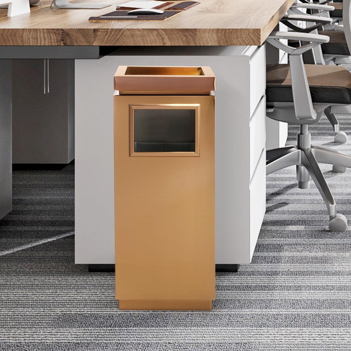 Beamnova 15 Gallon Rose Gold Stainless Steel Office Trash Can with Ashtray - Beamnovaus.com