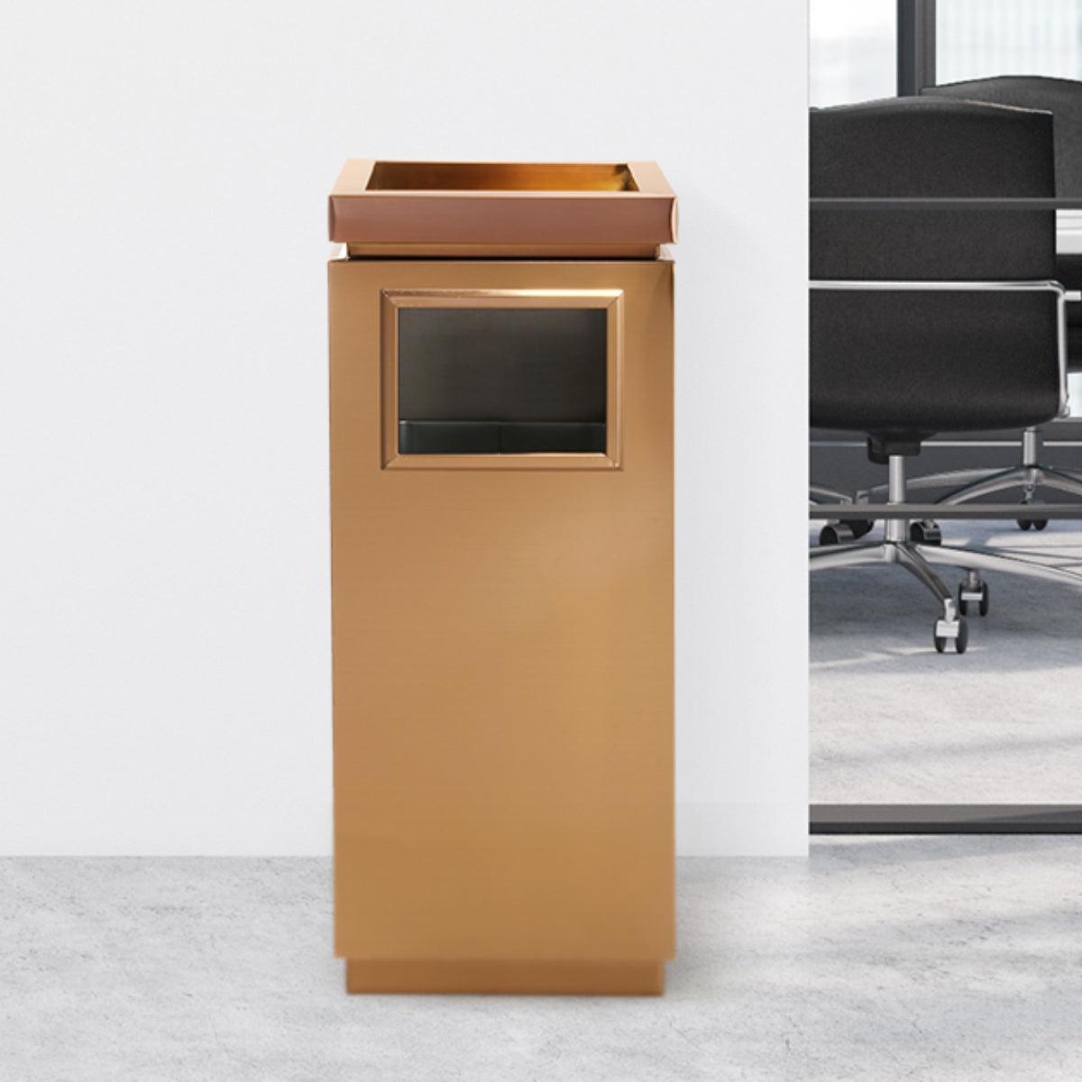 Beamnova 15 Gallon Rose Gold Stainless Steel Office Trash Can with Ashtray - Beamnovaus.com