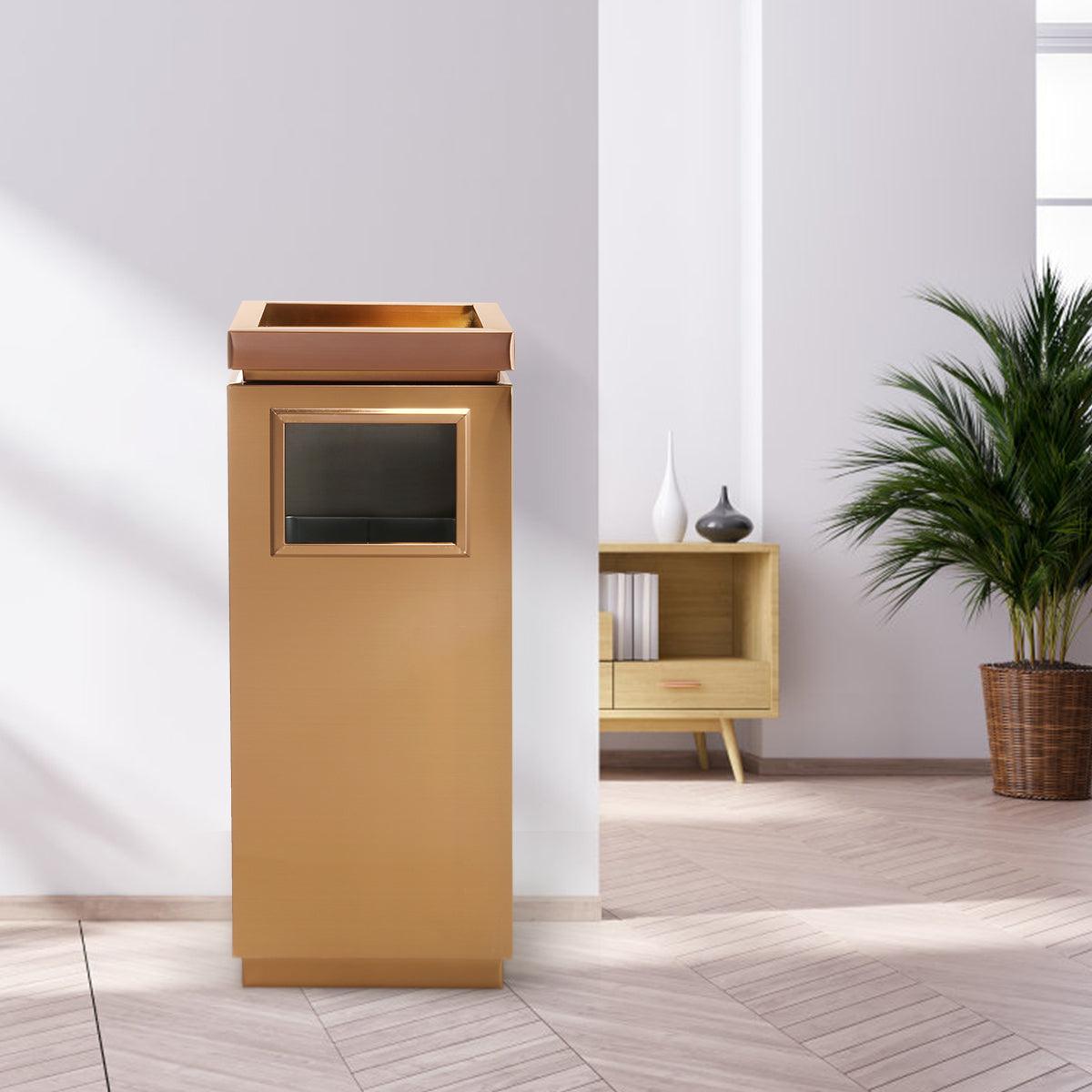 Beamnova 15 Gallon Rose Gold Stainless Steel Office Trash Can with Ashtray - Beamnovaus.com