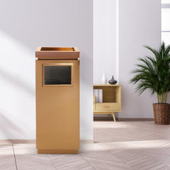 Beamnova 15 Gallon Rose Gold Stainless Steel Office Trash Can with Ashtray - Beamnovaus.com